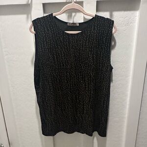Susan Lawrence Black and Gold Patterned Tank Top